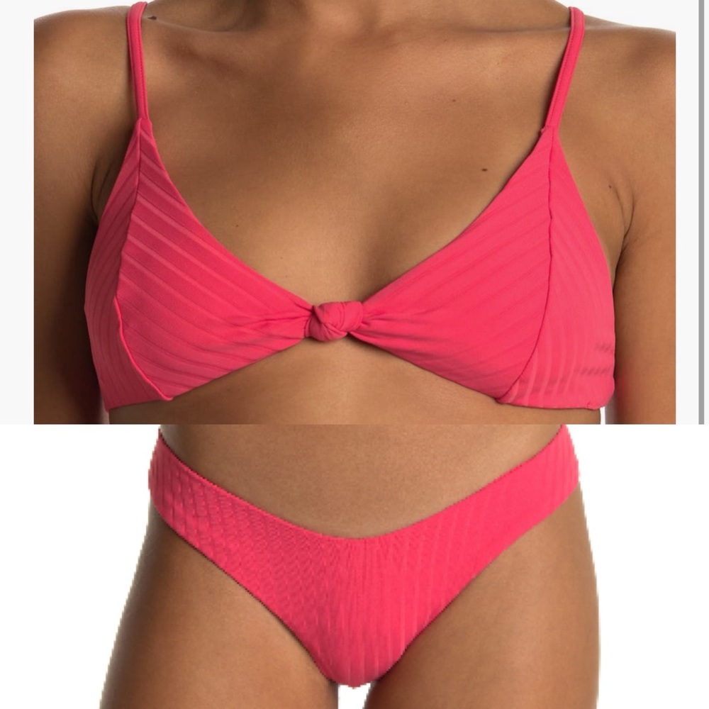 BOUND by Bond-Eye Ribbed Knot Bikini Top & Ribbed Bottom in color ‘sticky sweet’
